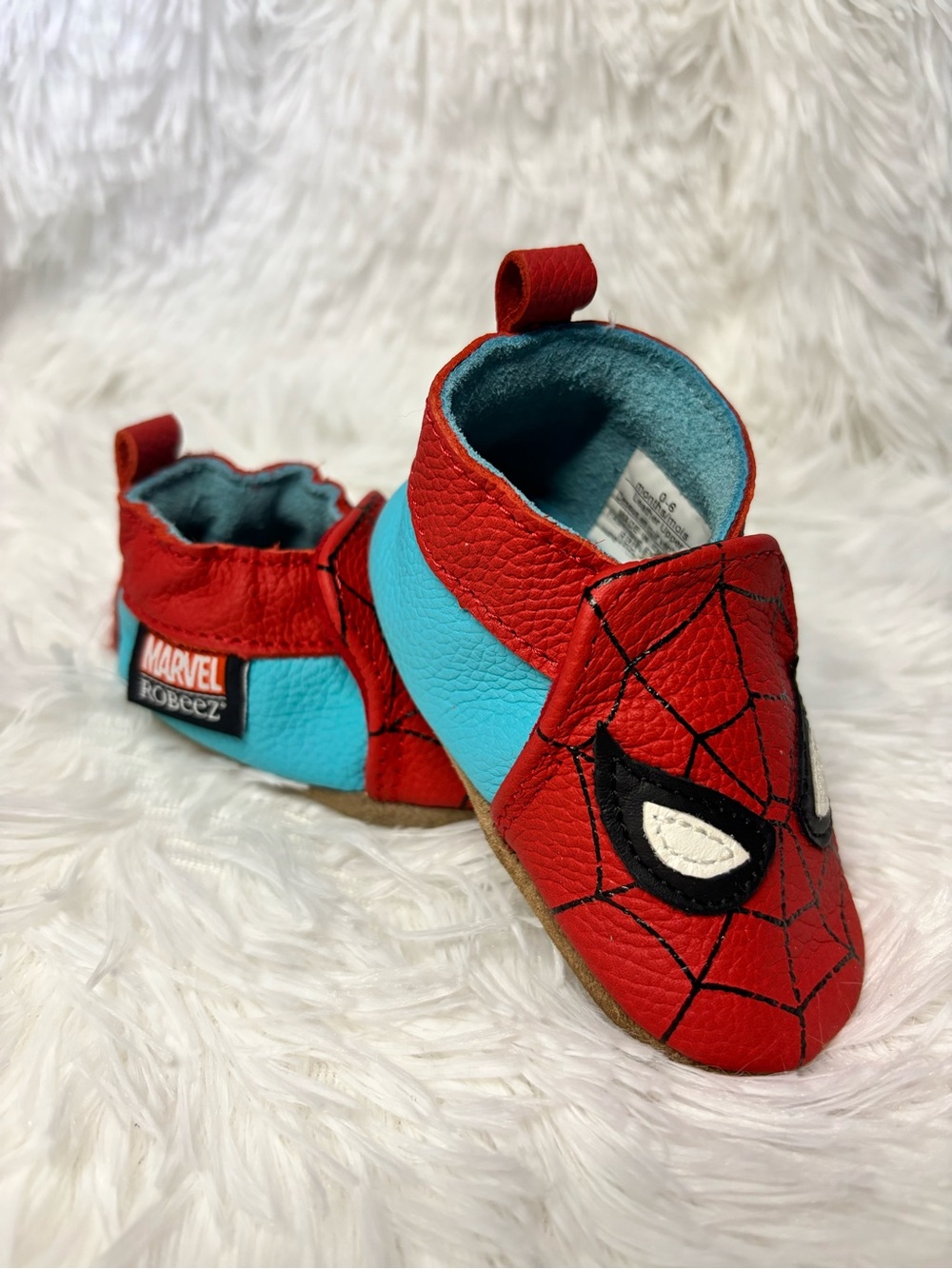 Marvel Robeez Spider-Man Soft Leather Baby Shoes Size 0-6M